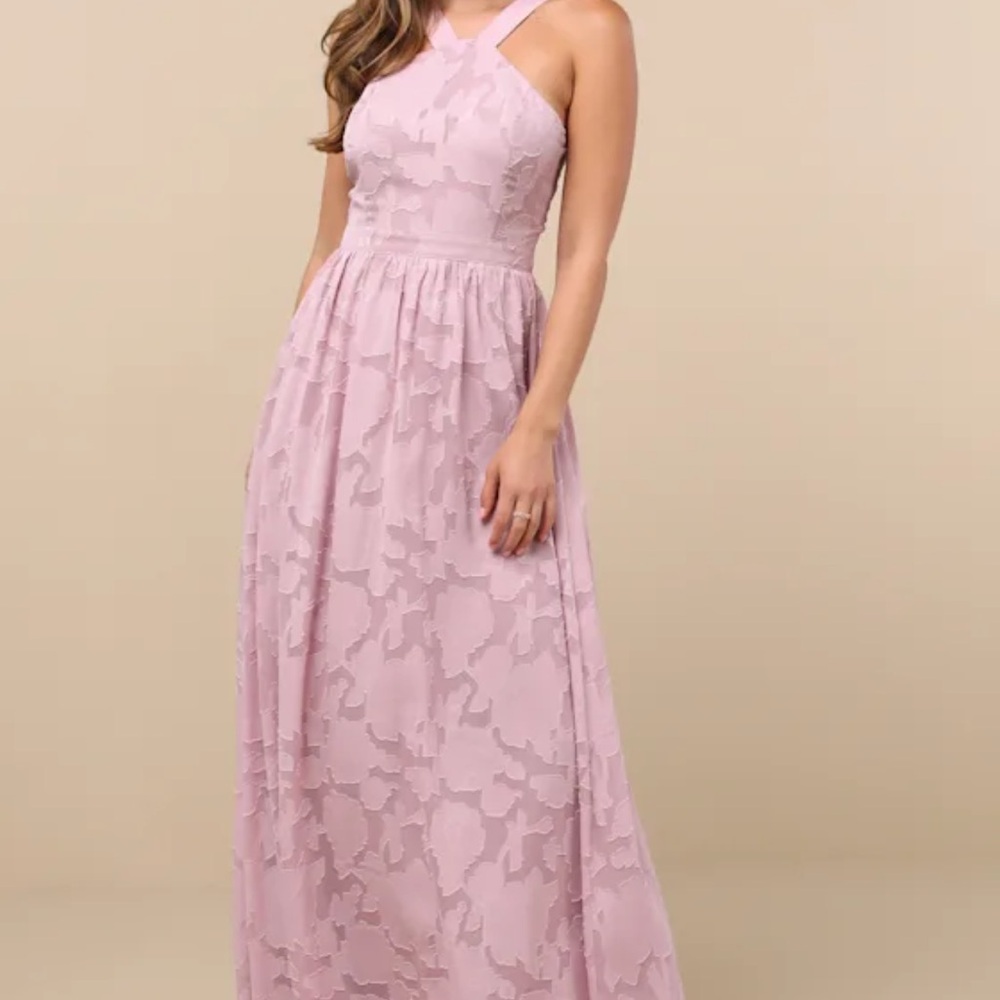 Lulu's Elegant One Shoulder Dress in Light Pink